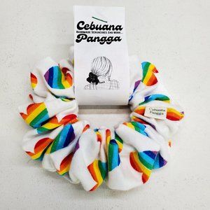 Handmade Women's Scrunchies Large White Flannel